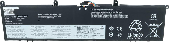 vhbw Akku Ersatz für Lenovo 01AY968, 01AY969, 4ICP4/67/141, 5B10W13898 für Notebook (5150mAh, 13.56V