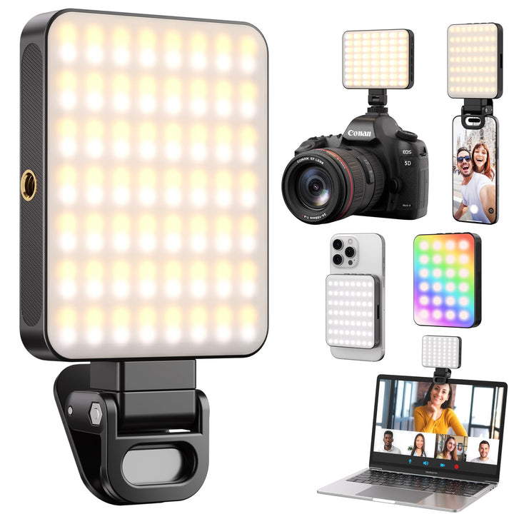 OUSFOT Selfie Licht 128LED 3000K-6500K Handy Licht RGB-Modus 8 Farben mit Einstellbarer Helligkeit,