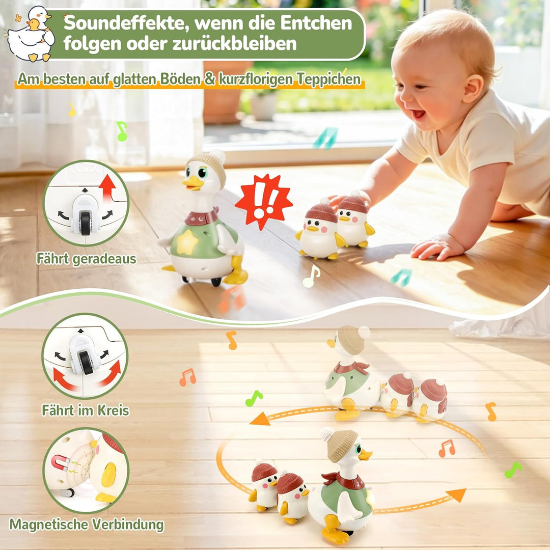 Baby Spielzeug für 6-12 Monate, Krabbelspielzeug Baby mit Licht &amp; Musik, Dancing Duck Familie Spielz