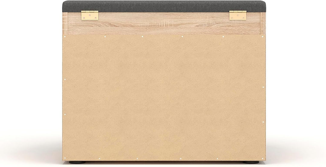 KOMTO Schuhbank mit Sitzfläche - Schuhregal Bank mit Stauraum Sonoma Eiche 60 x 48 x 32 cm Kleiner S