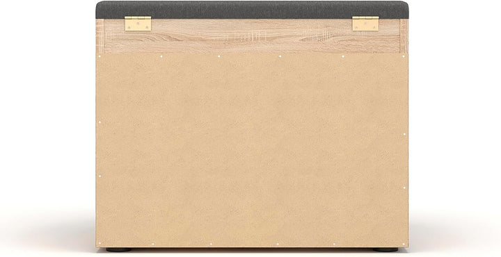 KOMTO Schuhbank mit Sitzfläche - Schuhregal Bank mit Stauraum Sonoma Eiche 60 x 48 x 32 cm Kleiner S
