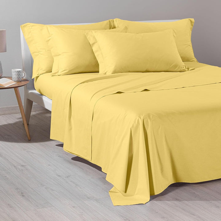Caleffi Baumwolle, einfarbig, Bettwäsche, Sonnengelb, Doppelbett 160 x 190 cm Sonnengelb, 160 x 190