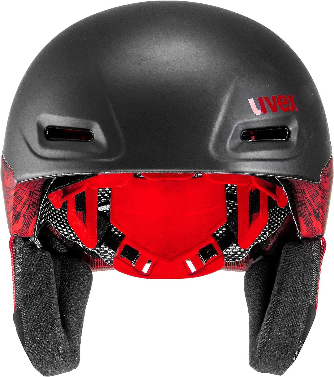 uvex Unisex-Erwachsene jimm Skihelm, Black-Red Mat, 52-55 cm