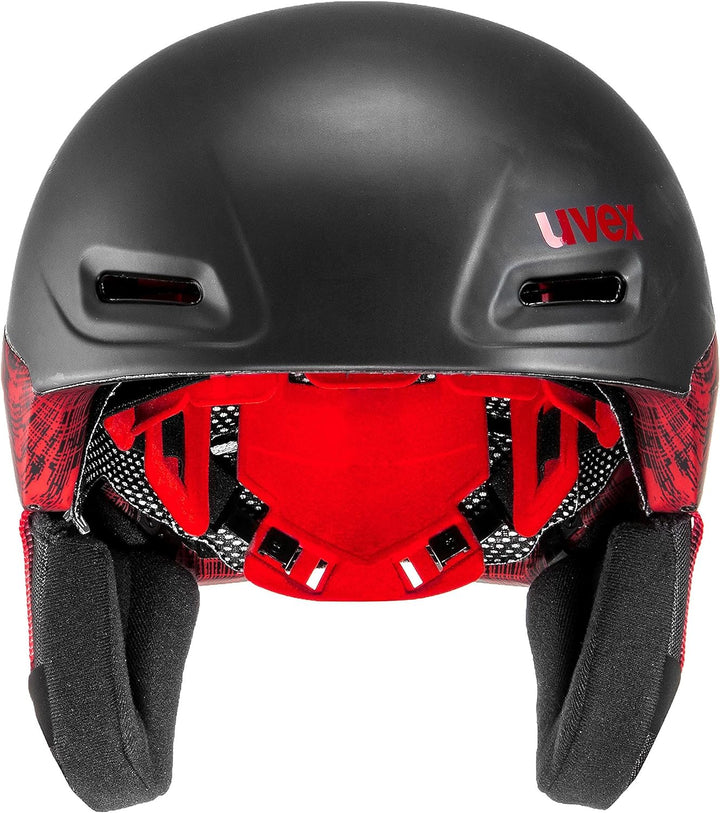 uvex Unisex-Erwachsene jimm Skihelm, Black-Red Mat, 52-55 cm