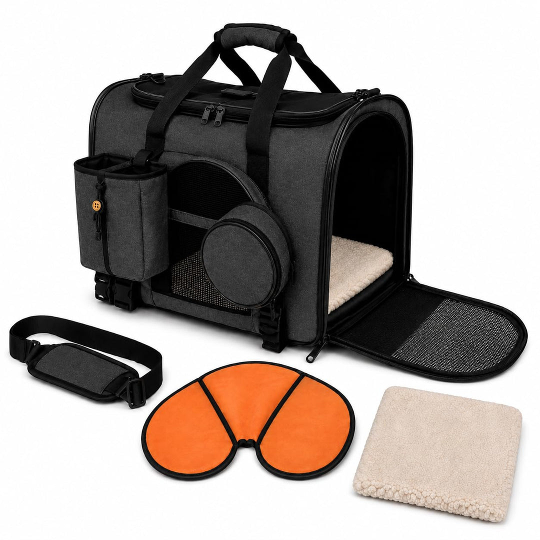 Hundetransportbox faltbar 47x27x28 cm für kleine Hunde &amp; Katzen bis 7 kg (schwarz), schwarz
