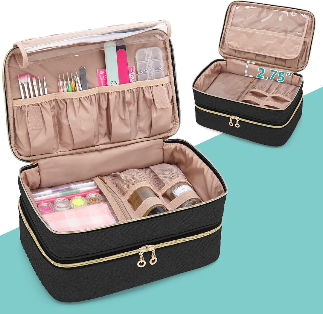 BAFASO Nagellack Aufbewahrung, Nagellack Organizer Tasche für 40 Flaschen(bis zu 15 ML), Doppelschic