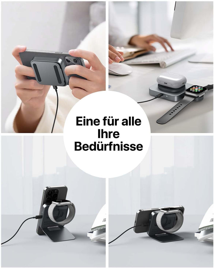 Mag-Safe Ladestation,Tragbares Ladegerät für Apple Watch und iPhone, induktive Ladestation Reisen ko