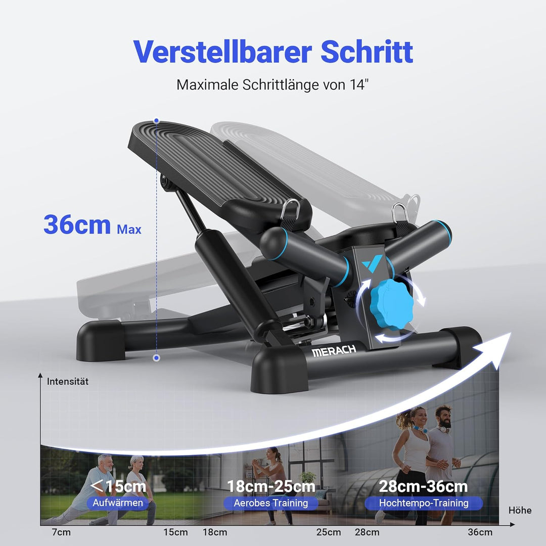 MERACH 2-in-1 Stepper für Zuhause, Leise Mini Stepper 150kg mit LCD-Monitor, Up-Down Swing Stepper m
