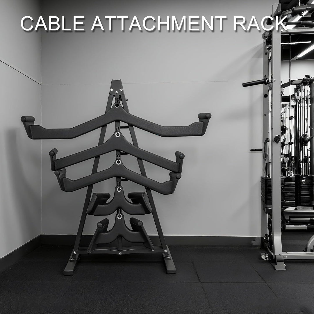 KORIKAHM Lat Pulldown Attachments Storage Rack, Wall Mounted Lat Pull Down Bar Organizer with Heavy