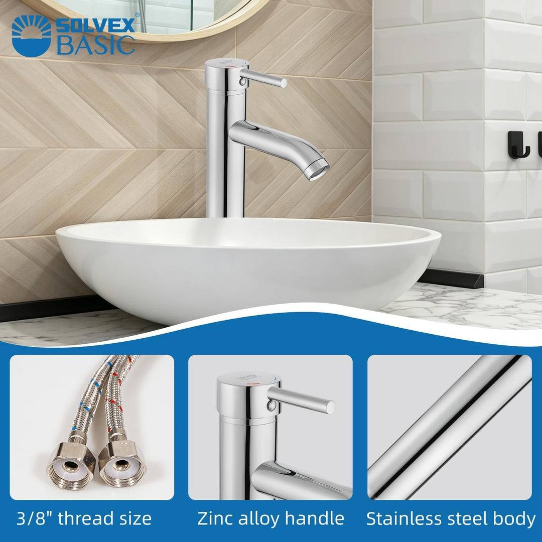 SOLVEX Waschbecken Armaturen, Wasserhahn Bad, Edelstahl Waschtischarmatur, Mischbatterie Waschbecken