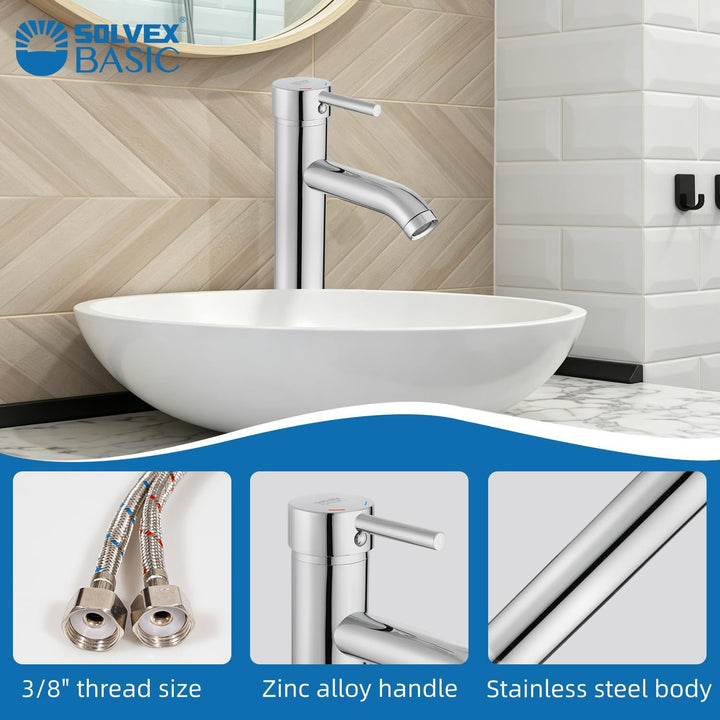 SOLVEX Waschbecken Armaturen, Wasserhahn Bad, Edelstahl Waschtischarmatur, Mischbatterie Waschbecken