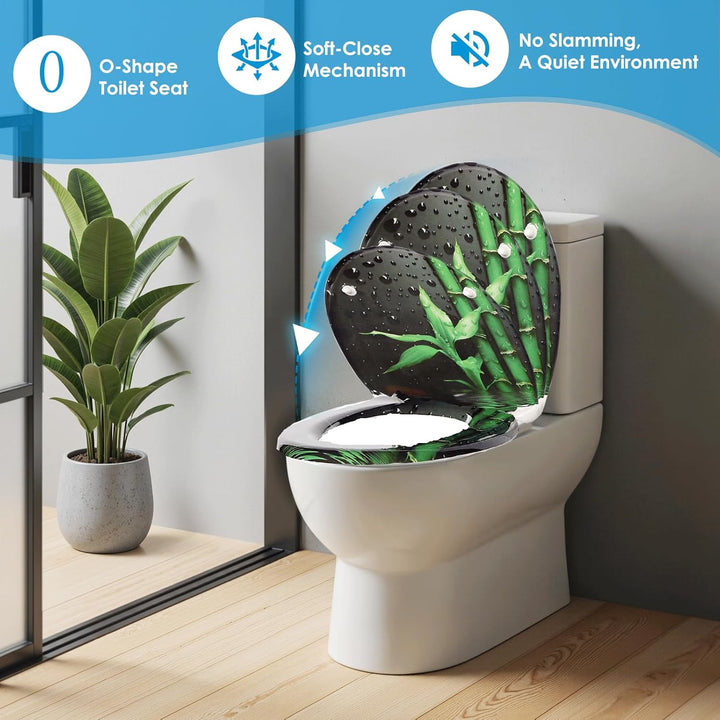Duroplast WC-Sitz O-Form mit Absenkautomatik, Edelstahlscharnier, One-Touch-Schnellverschluss und ei