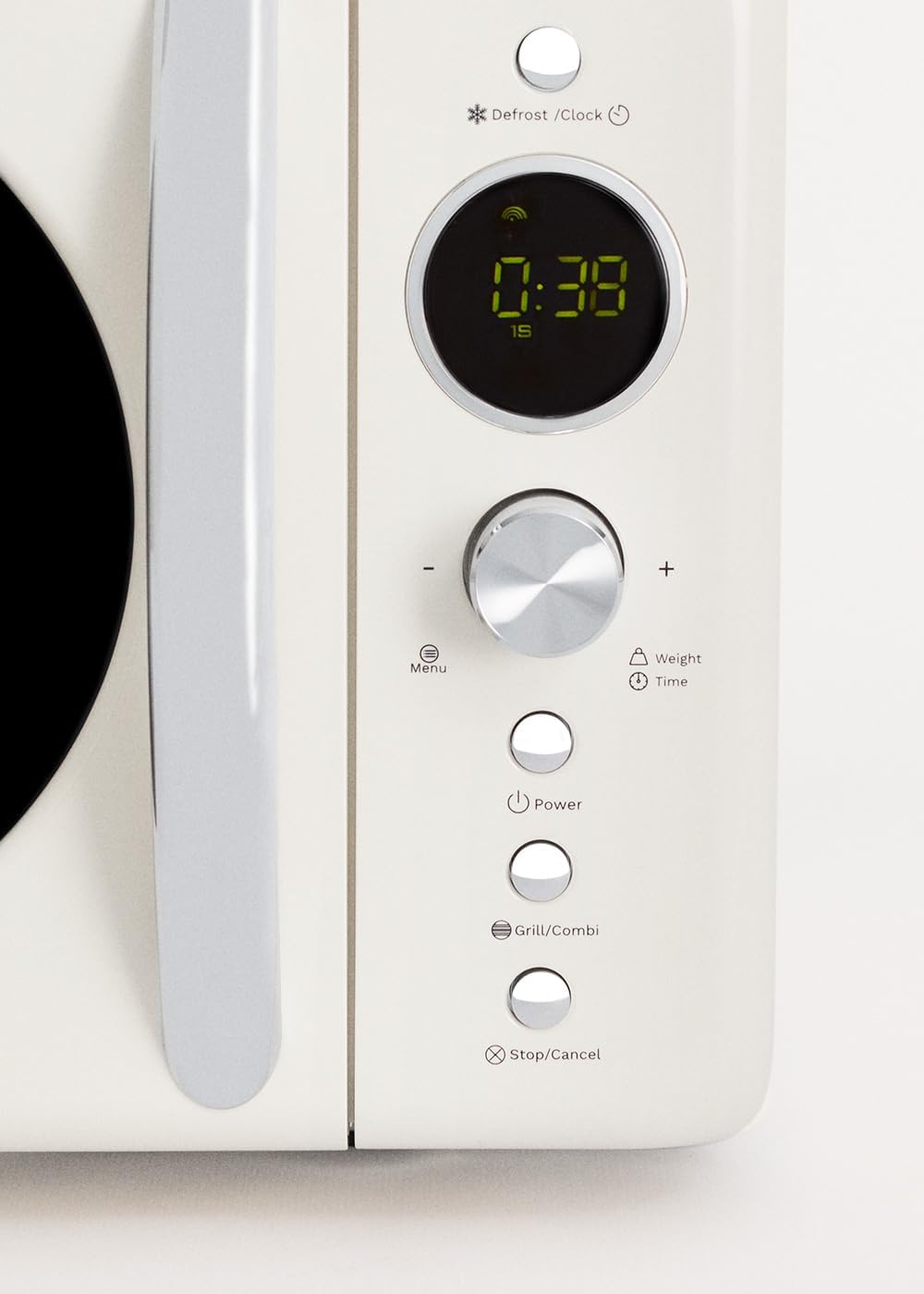 CREATE/MICROWAVE RETRO/Digitale Mikrowelle mit Grillfunktion Cremeweiss/Retro-Stil, 20L Fassungsverm