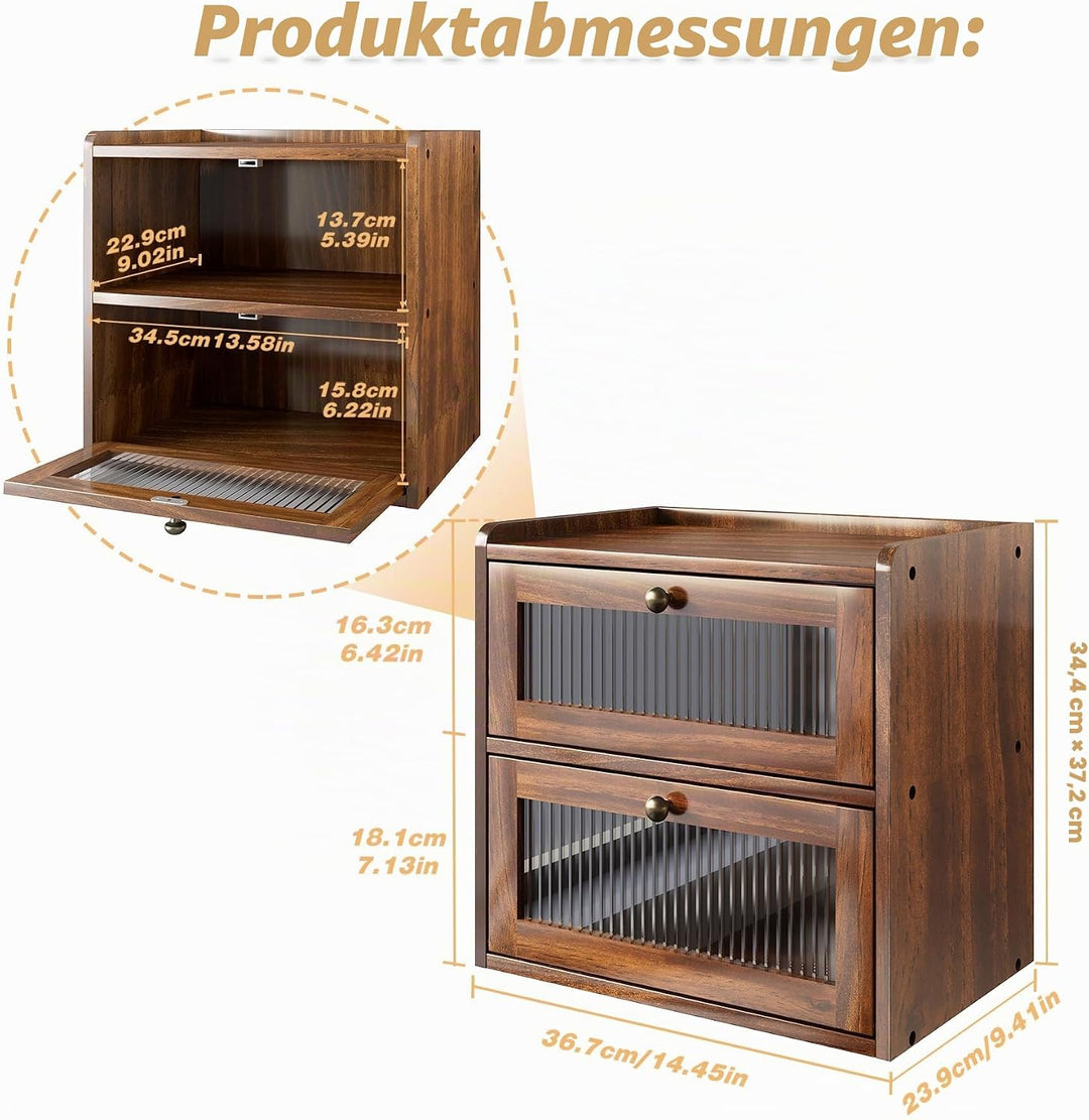 Brotkasten Holz, 2 Etagen Gross Brotbox mit Belüftungsloch, Längere Frische & Einfache Pflege, Küche