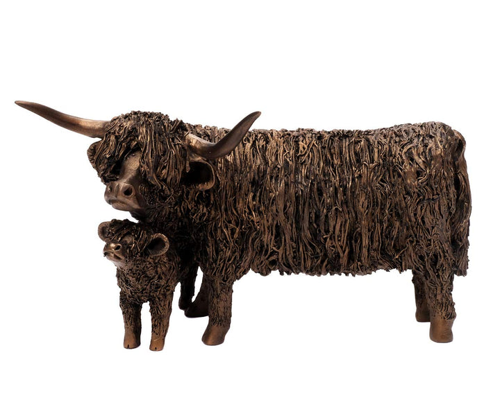 Deko Skulptur Kuh Highland Rinder Bronzefigur Bulle Dekoration Bauernhoftier Kunstfigur Cattle (Mode