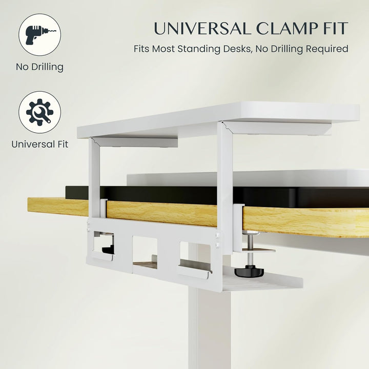 FlexiSpot Monitorerhöhung mit Kabelmanagement, Schreibtisch Aufsatz, klemmbare Schreibtischablage, S