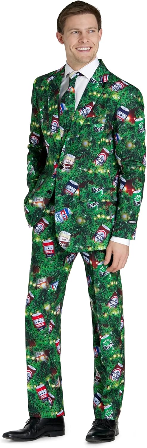 Suitmeister Weihnachtsanzug für Jungen - lustige hässliche Weihnachtskleidung mit echten Lichterner