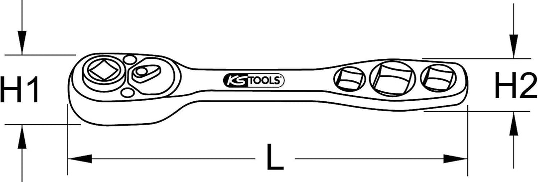 KS Tools 130.0222 4 in 1 Kälte-Klima-Ratsche, umschaltbar, 157mm