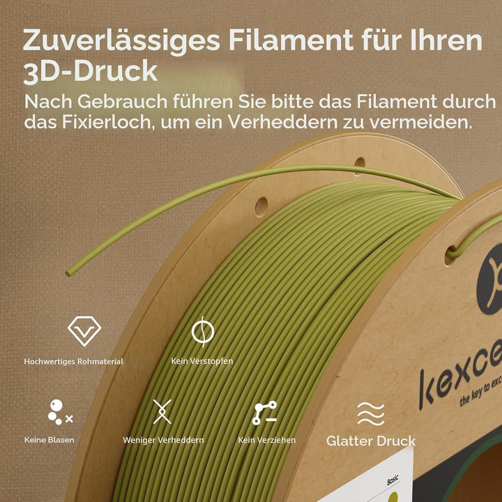 kexcelled Matte PLA Filament 1,75 mm +/- 0,03 mm, Glanzfreie Farbe, Matt Textur, 3D Drucker Filament