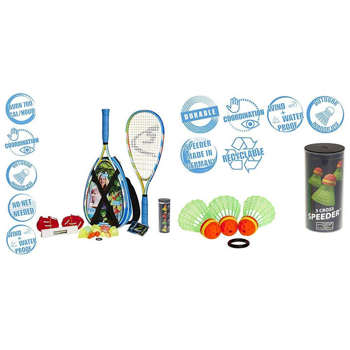 Speedminton® S700 Set – Original Speed Badminton/Crossminton Allround Set inkl. 5 Speeder®, Spielfel