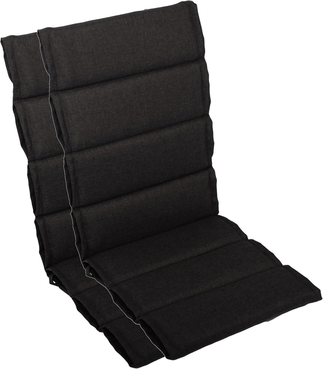 LILENO HOME Gartenstuhl Auflagen als [2er Set - Hochlehner] in Anthrazit - Bequeme Liegen als Sitzau