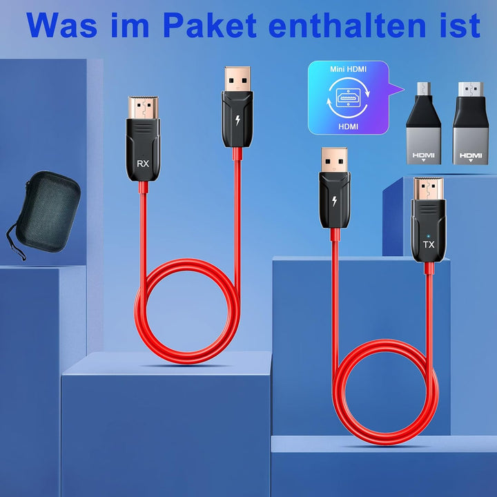 LXJADAP Wireless HDMI Transmitter and Receiver,1080P HD Funk HDMI Funkübertragung für Streaming Vide