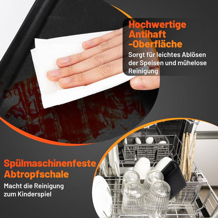 COSTWAY Teppanyaki Grill 1800W, Elektrische Grillplatte, Antihaft Tischgrill mit Einstellbarer Tempe