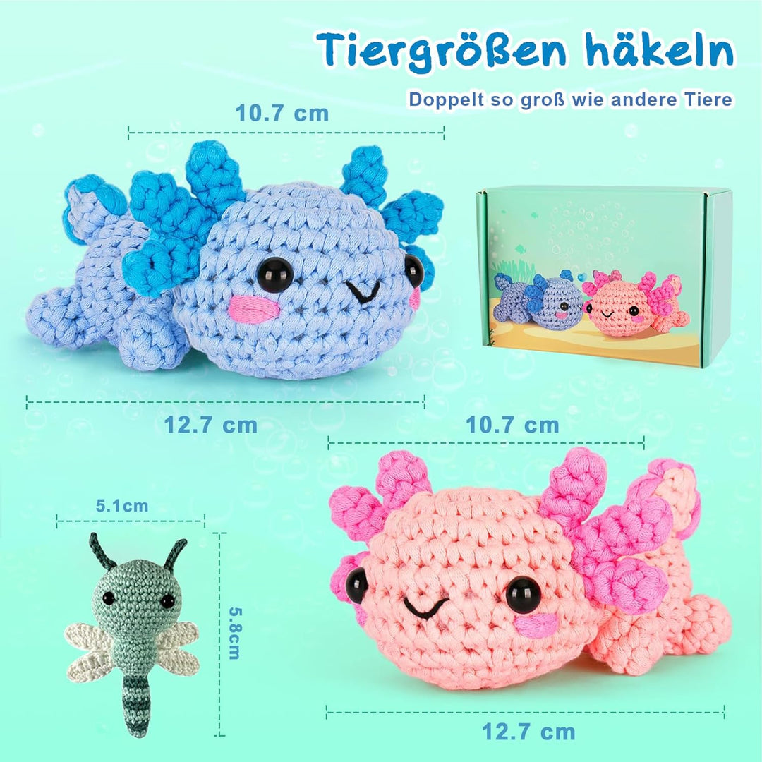 LYKTRIX Häkelset für Anfänger, 2Pack Häkelset Tiere und Strickset für Anfänger mit Videoanleitungen,