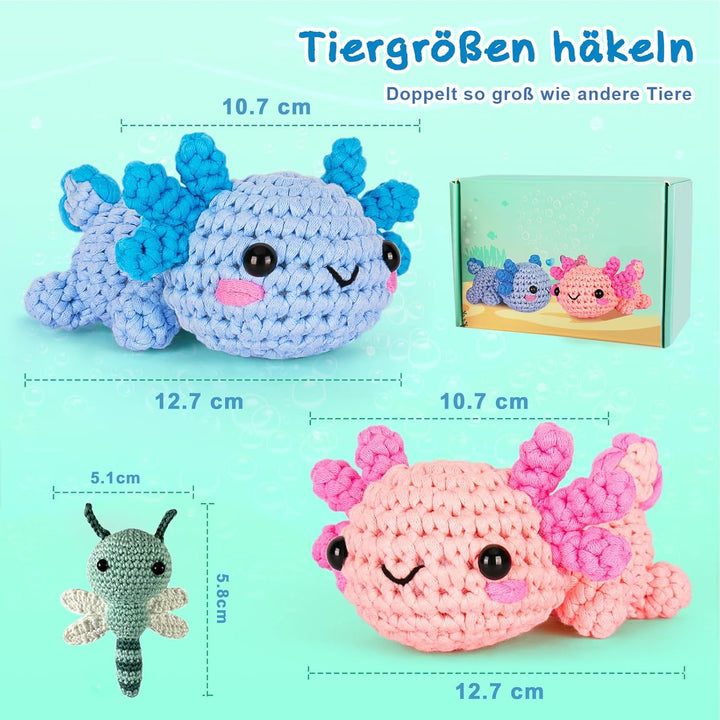 LYKTRIX Häkelset für Anfänger, 2Pack Häkelset Tiere und Strickset für Anfänger mit Videoanleitungen,