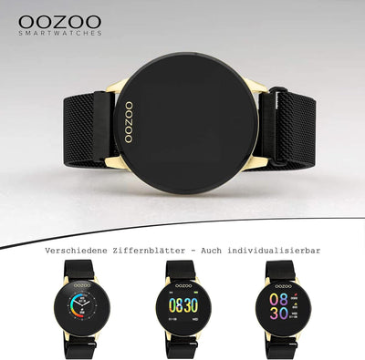 Oozoo Smartwatch Unisex Fitnessuhr (Gold/Schwarz Metall), Gold/Schwarz Metall