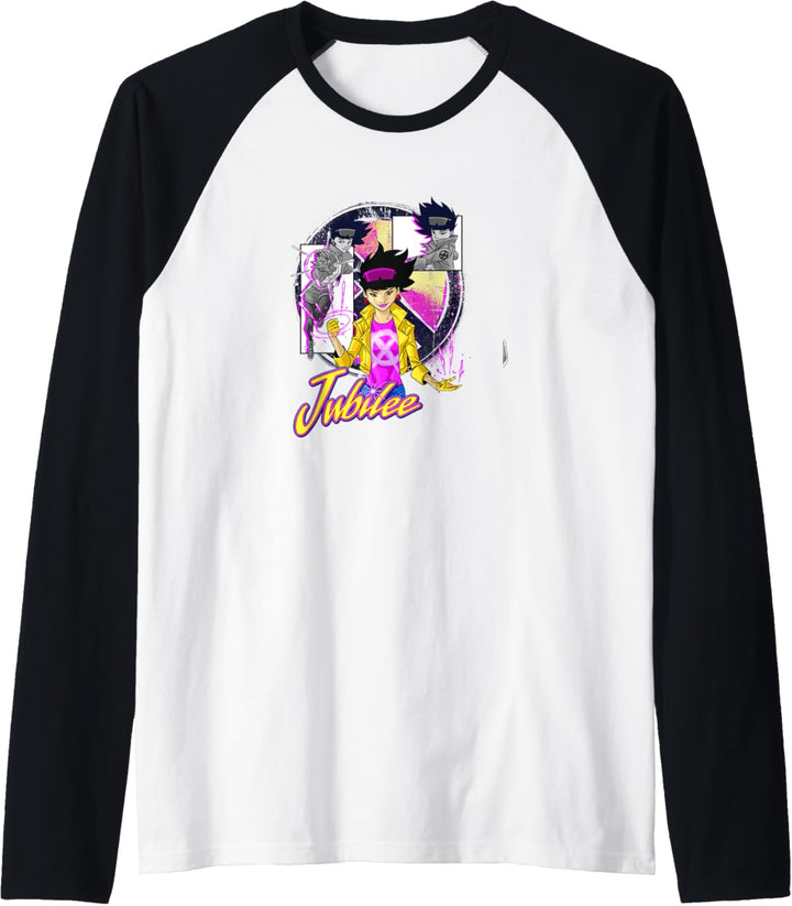 Marvel X-Men Jubilee Collage Panel Logo Raglan