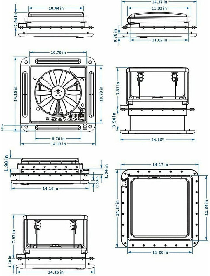Wohnmobil Wagen Led DachlüFtung LüFtung Skylight Fenster Abluftventilator 11Zoll Wohnwagen Windows L