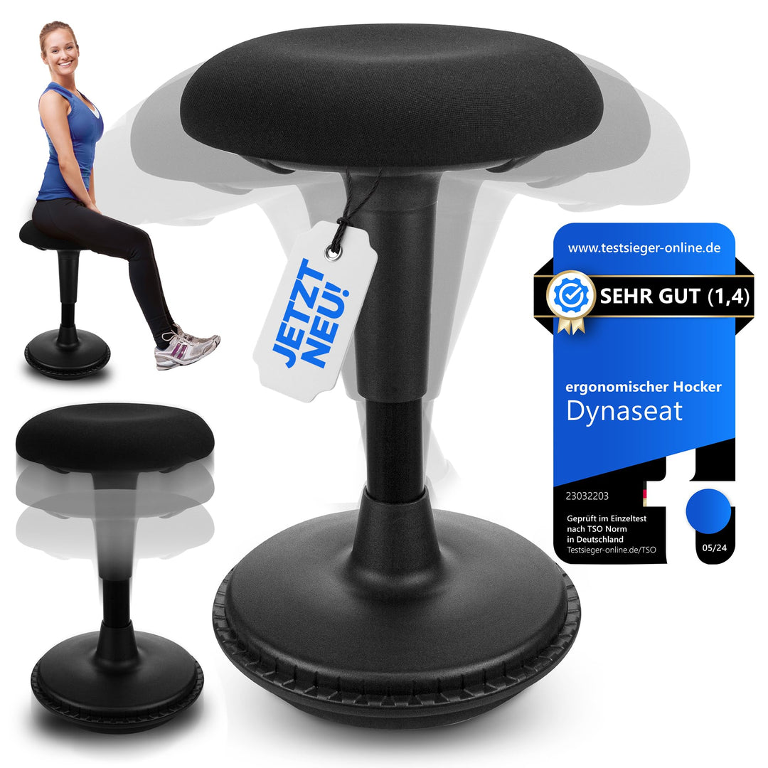 Ergonomischer Hocker höhenverstellbar zum Sitzen & Stehen (Schwarz, 45-65 Variante) - Sitzhocker Bu