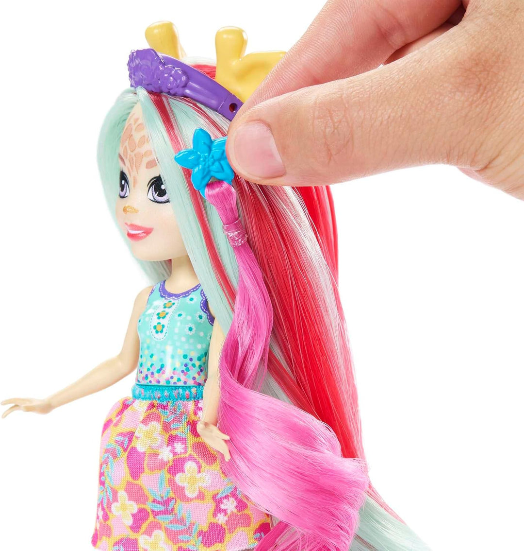 Enchantimals Deluxe Hair - Puppen Set mit Zemirah Zebra, Gillian Giraffe und Charisse Cheetah, 5 Haa
