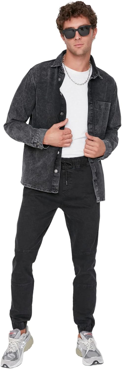 Trendyol Men's Herren Young Mittlerer Bund Jogger Jeans, Anthracite, 32