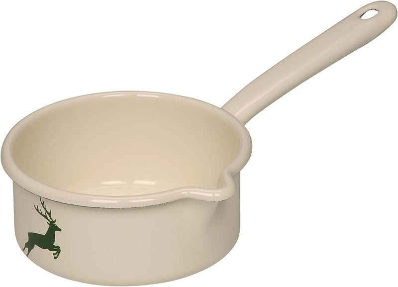 Riess, 0036-072, Stielkasserolle mit grossem Ausguss 14 0,75 L, COUNTRY - HIRSCH GRÜN, Durchmesser 1