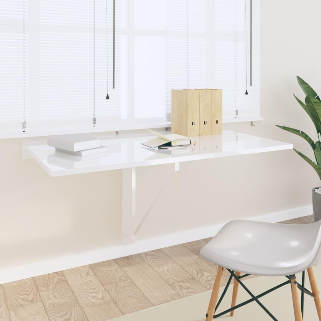 ZEYUAN Wand-Klapptisch Hochglanz-Weiss 100x60x56 cm Holzwerkstoff, Klapptisch Wand, Wandtisch, Klapp