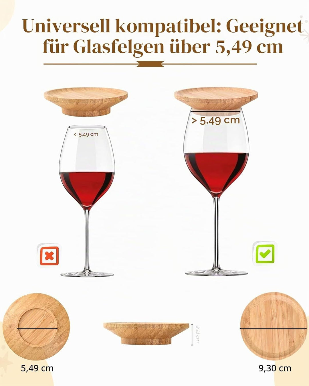 6 Stück Weinglas Charcuterie Topper, Charcuterie Brett Topper, Weinglas Topper Holz, Wein Vorspeisen