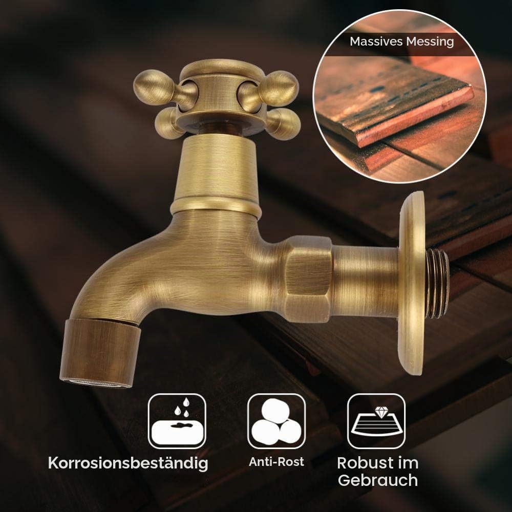 G1 / 2 Wandmontage Vintage Massivem Messing Wasserhahn Wasserhahn für Spülbecken Mopp(Short) Silber