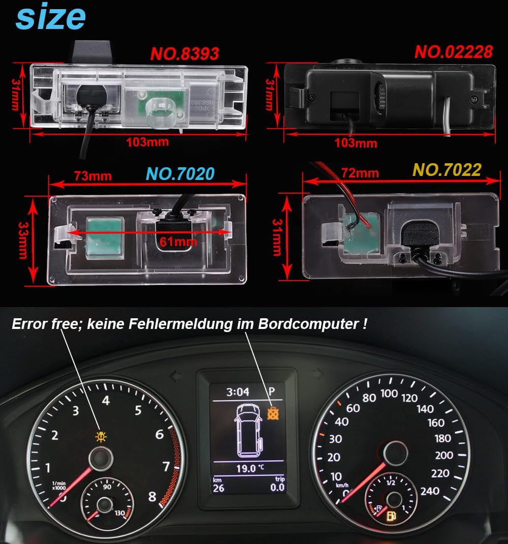 HD Nachtsicht Rückfahrkamera Ersatz für BMW Mini Cooper Kombi Limousine R55 R56/Convertible cabrio R