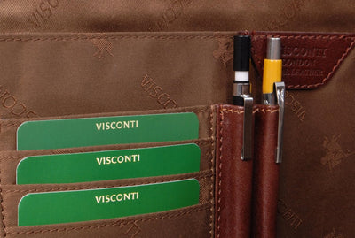 Visconti - Herren A4 Leder Notizbuchtasche - Schreibmappe mit Reissverschluss - Konferenzmappe Passe