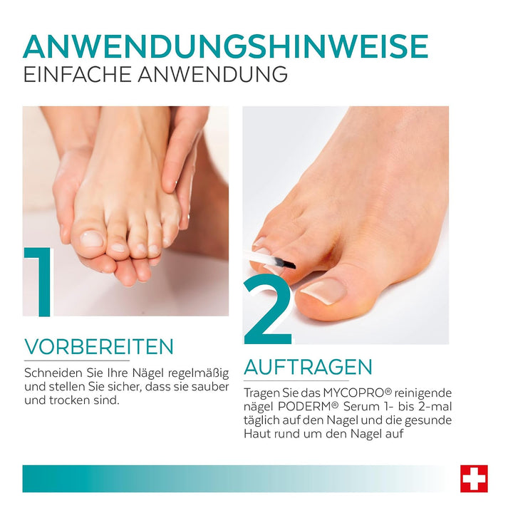 PODERM MycoPro Reinigende Nägelserum 8ml – Natürliche Pflanzenformel mit Zitrone, Rosmarin &amp; Vitamin