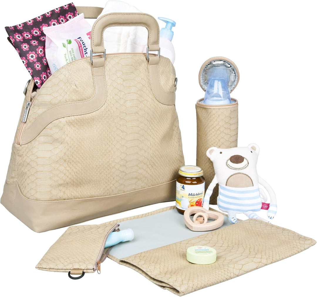 Lässig Wickeltasche Tender Bowler Bag, Snake Beige