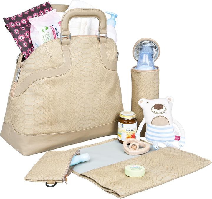 Lässig Wickeltasche Tender Bowler Bag, Snake Beige