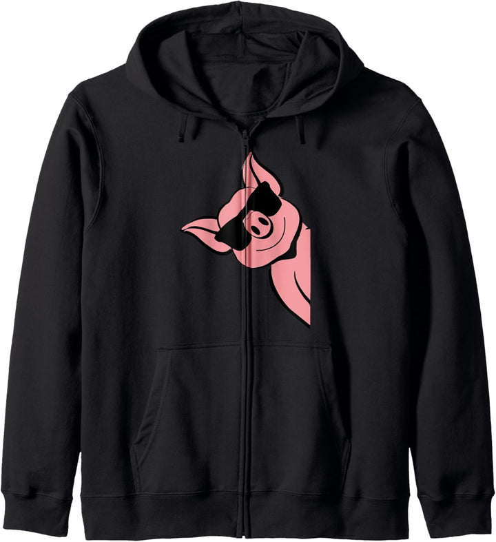 Lustiges rosa Schwein mit Sonnenbrille, Schweinchen Fun Kapuzenjacke