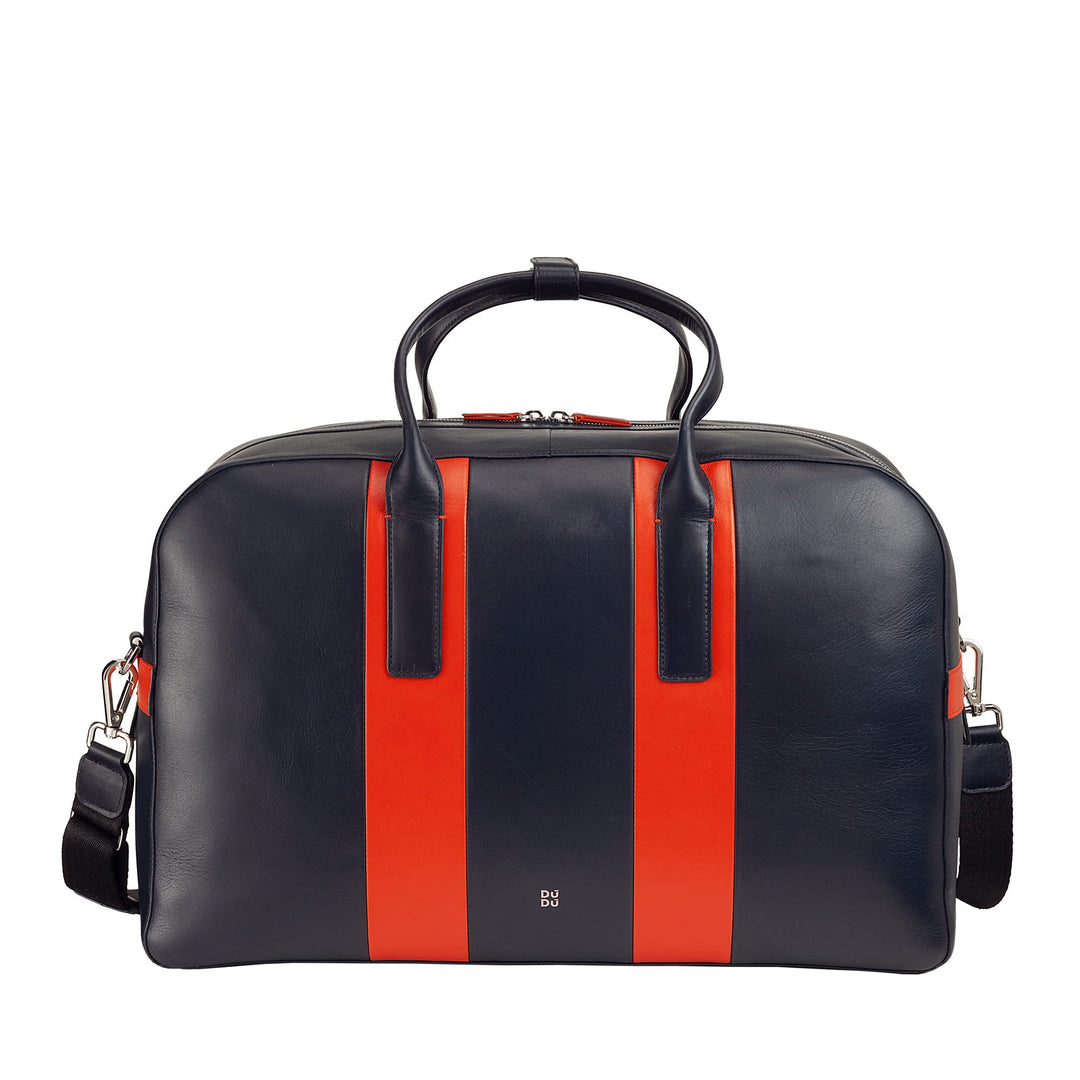 DUDU Reisetasche aus Leder mit Schulterriemen, Grosse Weekend- und Fitnesstasche für Herren und Dame
