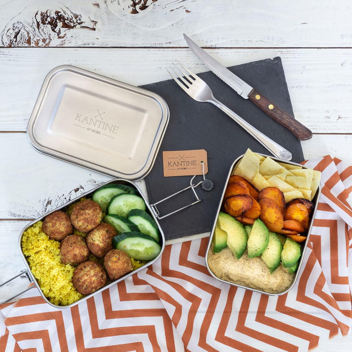 Kantine 51° Nord Lunchbox aus Edelstahl, Auslaufsichere Brotdose, Bento Box für Erwachsene & Kinder,