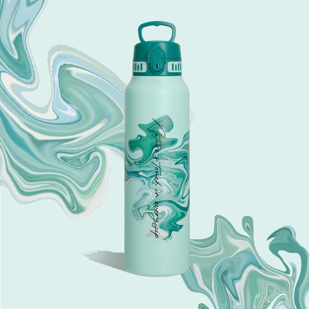 UZSPACE Edelstahl Trinkflasche 1l (970ml), Isolierte Thermosflasche mit 1-Klick-Öffnung, 100% Auslau