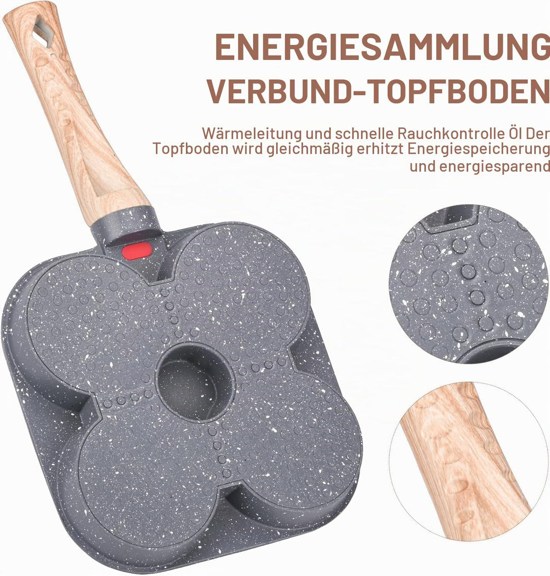 4 Intervalle Spiegeleipfanne, Aluminium Pancake Pfanne Antihaft Pfannkuchenpfanne Outdoor-Camping-Ei