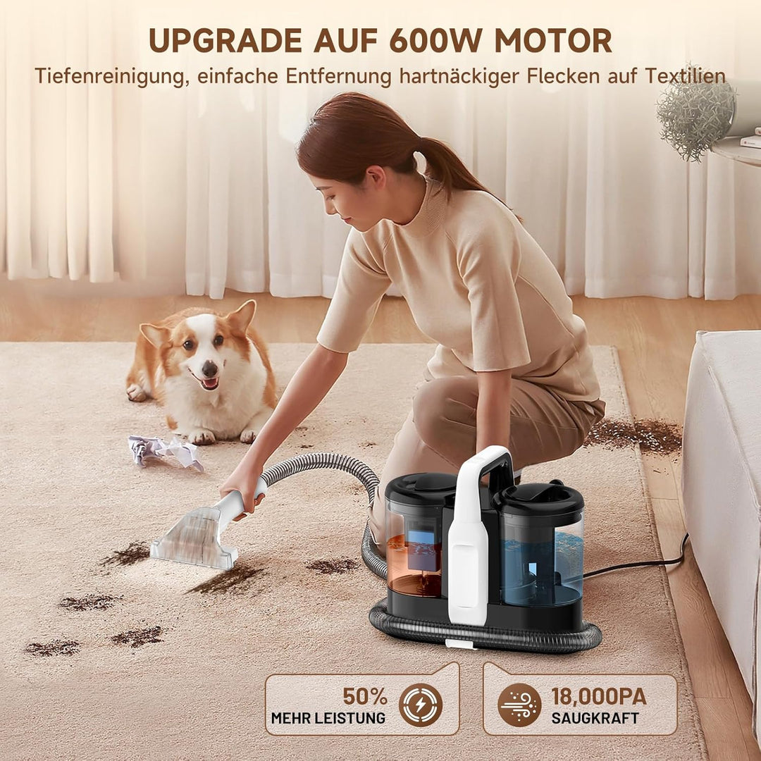 Polsterreiniger Gerät, 17Kpa Pro Power | Teppichreiniger Waschsauger mit Reinigungsmittel | 600W Nas
